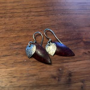 Dainty silver heart drop earrings